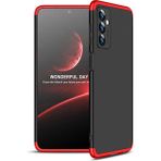 wowacs Samsung Galaxy M23 ile Uyumlu Kılıf 3 Parçalı Tam Koruma Dayanıklı Soft Ince Kılıf - Siyah - Kırmızı
