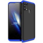 Wowacs Samsung Galaxy M31 ile Uyumlu Kılıf 3 Parçalı Tam Koruma Dayanıklı Soft Ince Kılıf - Siyah - Mavi