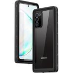 Wowacs Samsung Galaxy Note 20 Uyumlu Kılıf Su Geçirmez 360 Derece Koruma Waterproof Telefon Kılıfı Kabı - Şeffaf Siyah