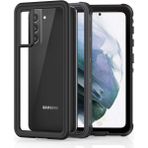 Wowacs Samsung Galaxy S21 Plus Uyumlu Kılıf Su Geçirmez 360 Derece Koruma Waterproof Telefon Kılıfı Kabı - Şeffaf Siyah