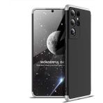 Wowacs Samsung Galaxy S21 Ultra ile Uyumlu Kılıf 3 Parçalı Tam Koruma Dayanıklı Soft Ince Kılıf - Siyah - Gri