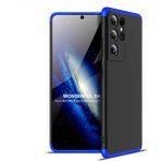 Wowacs Samsung Galaxy S21 Ultra ile Uyumlu Kılıf 3 Parçalı Tam Koruma Dayanıklı Soft Ince Kılıf - Siyah - Mavi