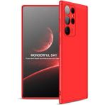 wowacs Samsung Galaxy S22 Ultra ile Uyumlu Kılıf 3 Parçalı Tam Koruma Dayanıklı Soft Ince Kılıf - Kırmızı