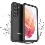 Wowacs Samsung Galaxy S22 Uyumlu Kılıf Su Geçirmez 360 Derece Koruma Waterproof Telefon Kılıfı Kabı - Şeffaf Siyah