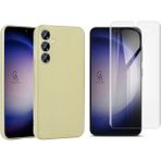 Wowacs Samsung Galaxy S24 Plus ile Uyumlu Kılıf Soft Yumuşak Telefon Kılıfı ve Temperli Cam Ekran Koruyucu - Gold