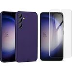 Wowacs Samsung Galaxy S24 Plus ile Uyumlu Kılıf Soft Yumuşak Telefon Kılıfı ve Temperli Cam Ekran Koruyucu - Lacivert