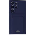 Wowacs Samsung Galaxy S24 Ultra Uyumlu Arka Kamera Korumalı Kart Koyulabilen Silikon Kartlıklı Kılıf Kapak - Lacivert