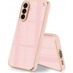 Wowacs Samsung Galaxy S25 Fe Uyumlu Kılıf Kenarları Parlak Altın Renkli Kamera Korumalı Soft Tasarım Kılıf - Pembe