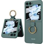 Wowacs Samsung Galaxy Z Flip 5 ile Uyumlu Kılıf Yüzüklü Kamera Korumalı Mat Görünüm Telefon Kılıfı Kapak - Koyu Yeşil