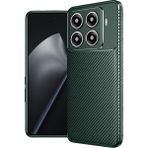 Wowacs Xiaomi 15T Pro Uyumlu Kılıf Karbon Tasarım Kamera Korumalı Silikon Telefon Kılıfı Kapak - Koyu Yeşil