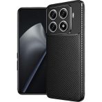 Wowacs Xiaomi 15T Pro Uyumlu Kılıf Karbon Tasarım Kamera Korumalı Silikon Telefon Kılıfı Kapak - Siyah