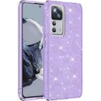 Wowacs Xiaomi Mi 12T ile Uyumlu Luxury Simli Taşlı Parlak Silikon Tam Koruma Kadın Telefon Kılıfı Kapak - Mor
