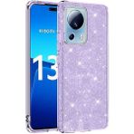 Wowacs Xiaomi Mi 13 Lite ile Uyumlu Luxury Simli Taşlı Parlak Silikon Tam Koruma Kadın Telefon Kılıfı Kapak - Mor