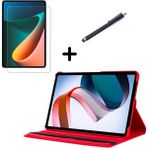 Wowacs Xiaomi Mi Pad 5 11 Inç ile Uyumlu Tablet Kılıfı Ekran Koruyucu ve Kalem Seti - Kırmızı