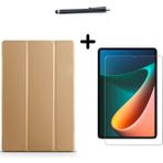 Wowacs Xiaomi Mi Pad 5 11 Inç Uyumlu Uyku Modlu Smart Tablet Kılıfı Ekran Koruyucu ve Kalem Seti - Altın