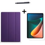 Wowacs Xiaomi Mi Pad 5 11 Inç Uyumlu Uyku Modlu Smart Tablet Kılıfı Ekran Koruyucu ve Kalem Seti - Mor