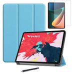 wowacs Xiaomi Mi Pad 5 3'lü Set Smart Uyku Modlu Mıknatıslı Tablet Kılıfı + Temperli Ekran Koruyucu + Kalem Mavi
