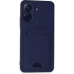 Wowacs Xiaomi Poco C65 Uyumlu Arka Kamera Korumalı Kart Koyulabilen Silikon Kartlıklı Kılıf Kapak - Lacivert