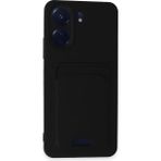 Wowacs Xiaomi Poco C65 Uyumlu Arka Kamera Korumalı Kart Koyulabilen Silikon Kartlıklı Kılıf Kapak - Siyah