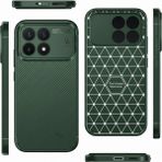 Wowacs Xiaomi Poco F8 Pro Uyumlu Kılıf Karbon Tasarım Kamera Korumalı Silikon Telefon Kılıfı Kapak - Koyu Yeşil