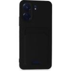 Wowacs Xiaomi Redmi 13C Uyumlu Arka Kamera Korumalı Kart Koyulabilen Silikon Kartlıklı Kılıf Kapak - Siyah