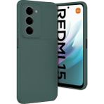 Wowacs Xiaomi Redmi 15 4g Uyumlu Kılıf Karbon Tasarım Kamera Korumalı Silikon Telefon Kılıfı Kapak - Koyu Yeşil