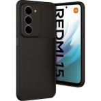 Wowacs Xiaomi Redmi 15 4g Uyumlu Kılıf Karbon Tasarım Kamera Korumalı Silikon Telefon Kılıfı Kapak - Siyah
