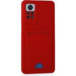 Wowacs Xiaomi Redmi Note 12 Pro 4g Uyumlu Arka Kamera Korumalı Kart Koyulabilen Silikon Kartlıklı Kılıf Kapak - Kırmızı