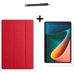 Wowacs Xiaomi Redmi Pad 10,61 Inç Uyumlu Uyku Modlu Smart Tablet Kılıfı Ekran Koruyucu ve Kalem Seti - Kırmızı