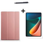 Wowacs Xiaomi Redmi Pad 10,61 Inç Uyumlu Uyku Modlu Smart Tablet Kılıfı Ekran Koruyucu ve Kalem Seti - Rose Gold