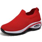 WOWEI Kadın yürüyüş ayakkabısı Slip-on hafif örgü spor ayakkabı kadın spor ayakkabı kadın spor ayakkabı nefes rahat hava yastığı spor ayakkabı tenis platformu kama ayakkabı, Yürüyüş 11, 4 UK