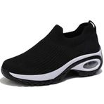 WOWEI Kadın yürüyüş ayakkabısı Slip-on hafif örgü spor ayakkabı kadın spor ayakkabı kadın spor ayakkabı nefes rahat hava yastığı spor ayakkabı tenis platformu kama ayakkabı, Yürüyüş 12, 3.5 UK