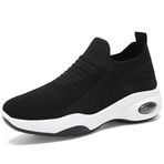 WOWEI Kadın yürüyüş ayakkabısı Slip-on hafif örgü spor ayakkabı kadın spor ayakkabı kadın spor ayakkabı nefes rahat hava yastığı spor ayakkabı tenis platformu kama ayakkabı, Yürüyüş 15, 4 UK