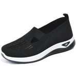 WOWEI Kadın yürüyüş ayakkabısı Slip-on hafif örgü spor ayakkabı kadın spor ayakkabı kadın spor ayakkabı nefes rahat hava yastığı spor ayakkabı tenis platformu kama ayakkabı, Yürüyüş 26, 8 UK