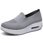 WOWEI Kadın yürüyüş ayakkabısı Slip-on hafif örgü spor ayakkabı kadın spor ayakkabı kadın spor ayakkabı nefes rahat hava yastığı spor ayakkabı tenis platformu kama ayakkabı, Yürüyüş 32, 4 UK