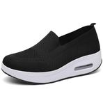 WOWEI Kadın yürüyüş ayakkabısı Slip-on hafif örgü spor ayakkabı kadın spor ayakkabı kadın spor ayakkabı nefes rahat hava yastığı spor ayakkabı tenis platformu kama ayakkabı, Yürüyüş 33, 5.5 UK