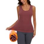 WOWENY Kadın Basic Tank Top Termal Kolsuz Fitilli Kış Termal Gömlek Sıcak Yelek İç Çamaşırı Camisole İç Çamaşırı Polar Tişört Günlük Kullanım için, kırmızı şarap, L