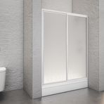 WOWER 140-150CM İKİ DUVAR ARASI BEYAZ PROFİLLİ MİKA CAMLI TEKNESİZ DUŞAKABİN (100cm) (141 CM)