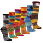 Wowerat Kadın kız çocuk çorabı, çok renkli, yün çorap, baskı kollu, yumuşak parmak dikişi, Çok renkli / 2 çift, 35-38