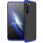Wowlett Samsung Galaxy S22 Plus ile Uyumlu Kılıf 3 Parçalı Tam Koruma Dayanıklı Soft Ince Kılıf - Siyah - Mavi