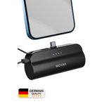 woyax By Deji Type-c Soketli Mini Siyah Powerbank 5000mah 2 Type-c Port Dahili Kablolu Taşınabilir Batarya