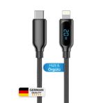 woyax Deji Iphone 6 7 8 X Xs 11 12 13 14 Pro Max Plus - Örgülü Dijital Göstergeli Şarj Kablosu Lightning