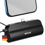 Woyax iPhone Lightning Soketli Mini Powerbank 5000mAh Type-C Dahili Kablolu Taşınabilir Şarj Cihazı