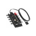 WOZLO 10 Port Fan Çoklayıcı Splitter - 3 Pin 4 Pin Pwm Fan Kontrol Cihazı - Fan Denetleyici - Sata Girişli
