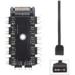 Wozlo 11 Port 5V 3 Pin Argb Rgb LED Fan Çoklayıcı Splitter Hub 50 cm Kablo - Sata Güç - Siyah
