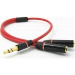 Wozlo 3.5mm Stereo Ses Kulaklık Çoklayıcı Kablo 30 cm Kırmızı Renkli Dayanıklı Tasarım