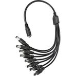 Wozlo 8'li Dc Adaptör Çoklayıcı Kablo 5.5*2.1mm - 1 Dişi 8 Erkek - Şerit LED Cctv Power Jack - 40CM - Siyah