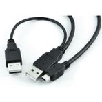 Wozlo Harici Diskler Için 2 USB 5 Pin Mini USB Y Kablo Harddisk Kablosu - Siyah