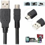 Wozlo Mini USB 5 Pin Kablo - Mp3 Kamera Harici Harddisk Navigasyon Ps3 Kol Şarj Kablosu - 1 Metre