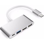 Wozlo Type C To 2xusb 2.0 + USB 3.0 + Usb-C Çevirici Dönüştürücü Kablo - Metal Gövde - Gri